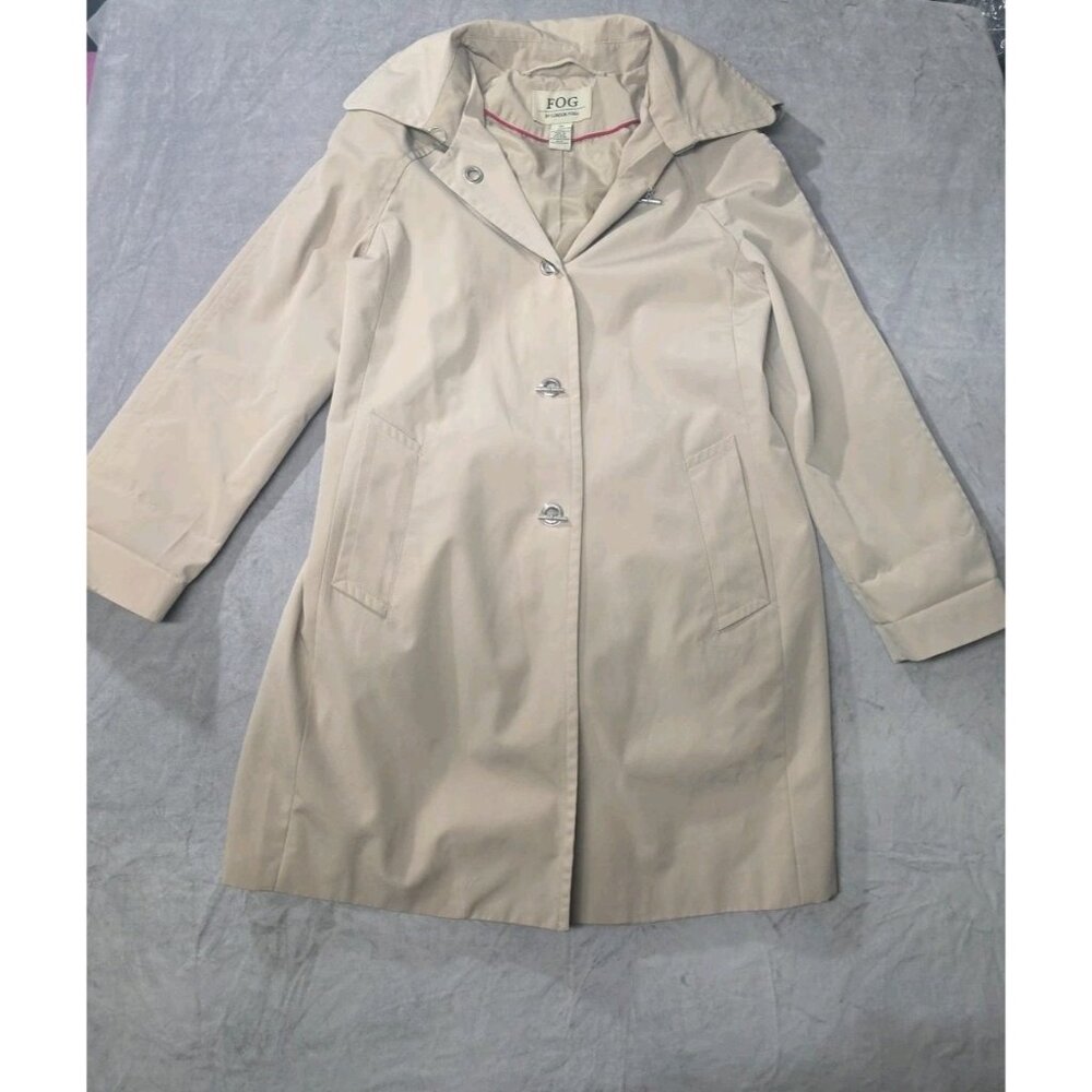 London Fog Trench Coat Womens Size Small.Beige Button Front Weatherwear. HL37 - Picture 2 of 5